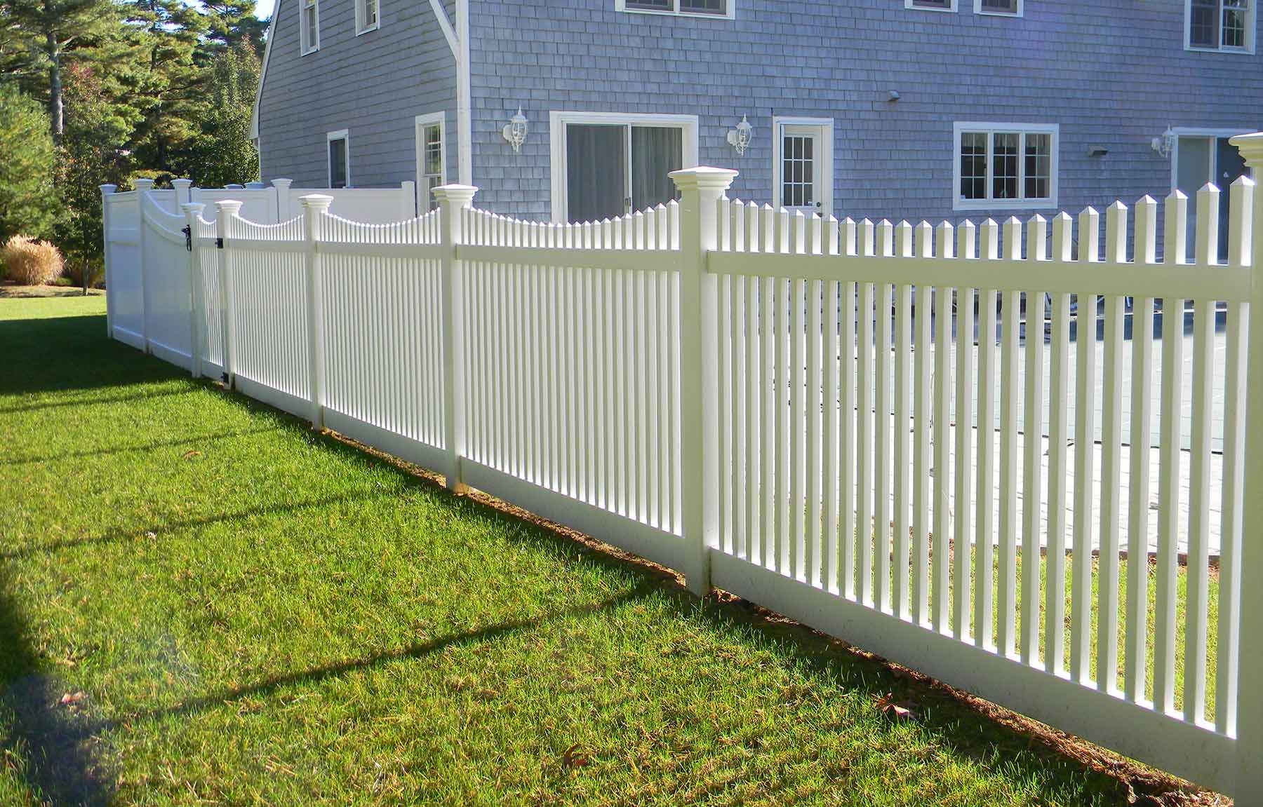 Vinyl Open Spaced Picket Fence Installation in Massachusetts - Bottom R 1